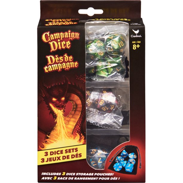 campaign dice for role playing games 3 sets of 7 with storage pouches walmart com