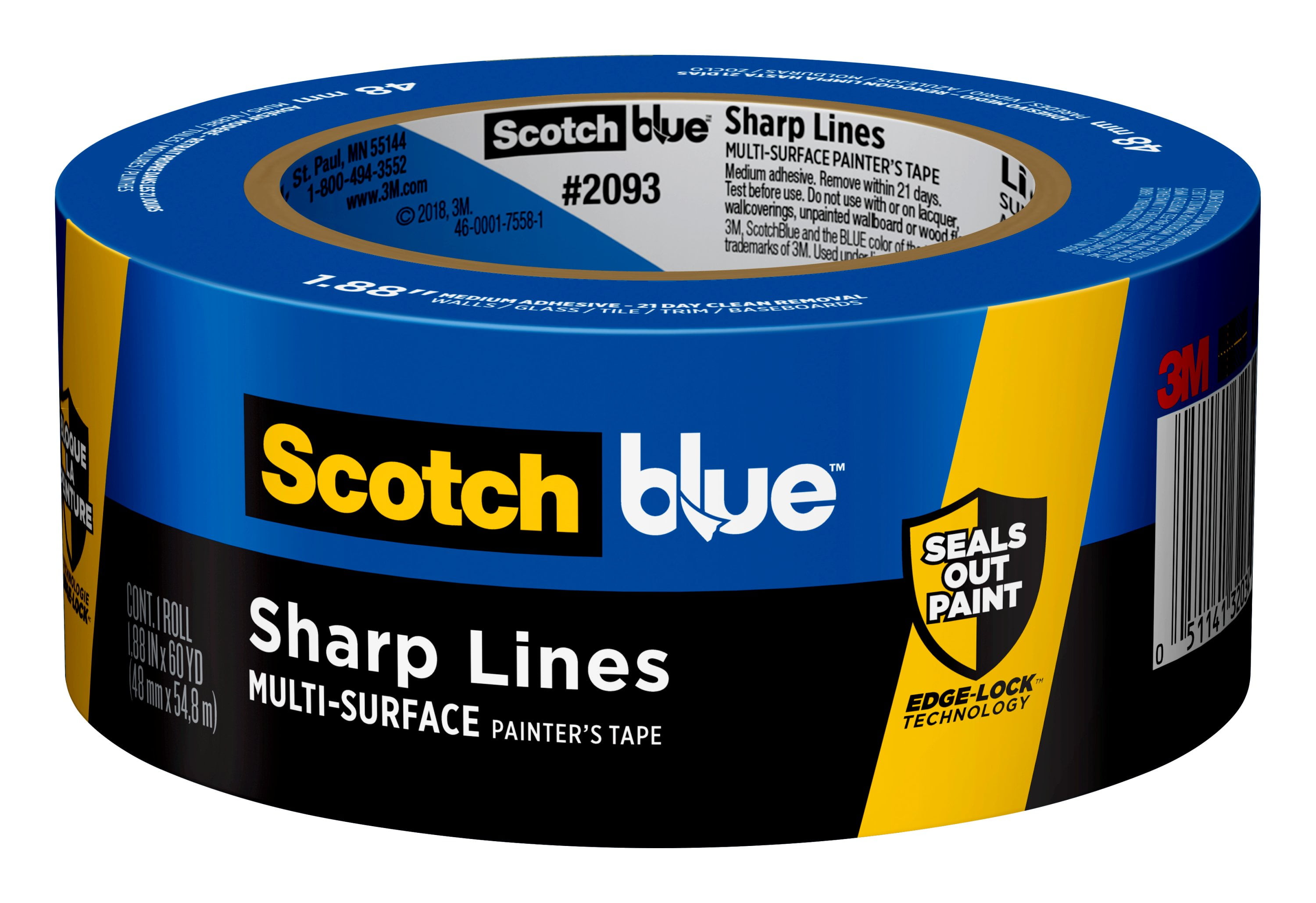 Scotchblue Sharp Lines Painter S Tape Blue 1 In X 60 Yd 1 Roll Walmart Com Walmart Com