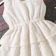 thumbnail image 3 of Toddler Girls Waist Defining Princess Dress Patchwork Sleeveless Ruffled Dress White 7 Y-8 Y, 3 of 5