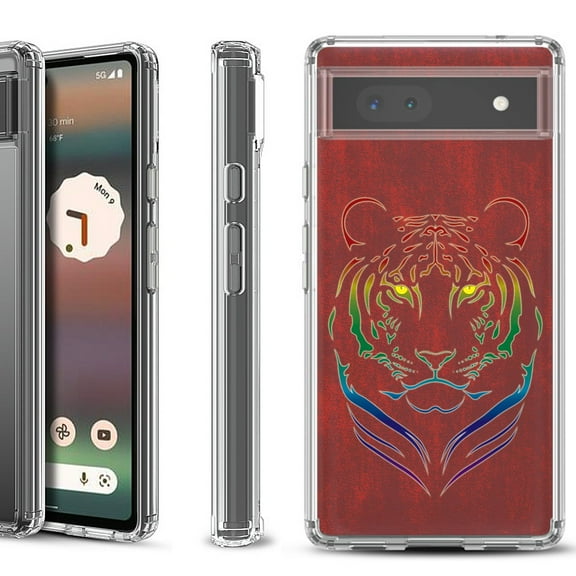 Shockproof Bumper Phone Case for Google Pixel 6a, by OneToughShield ® - Night Tiger