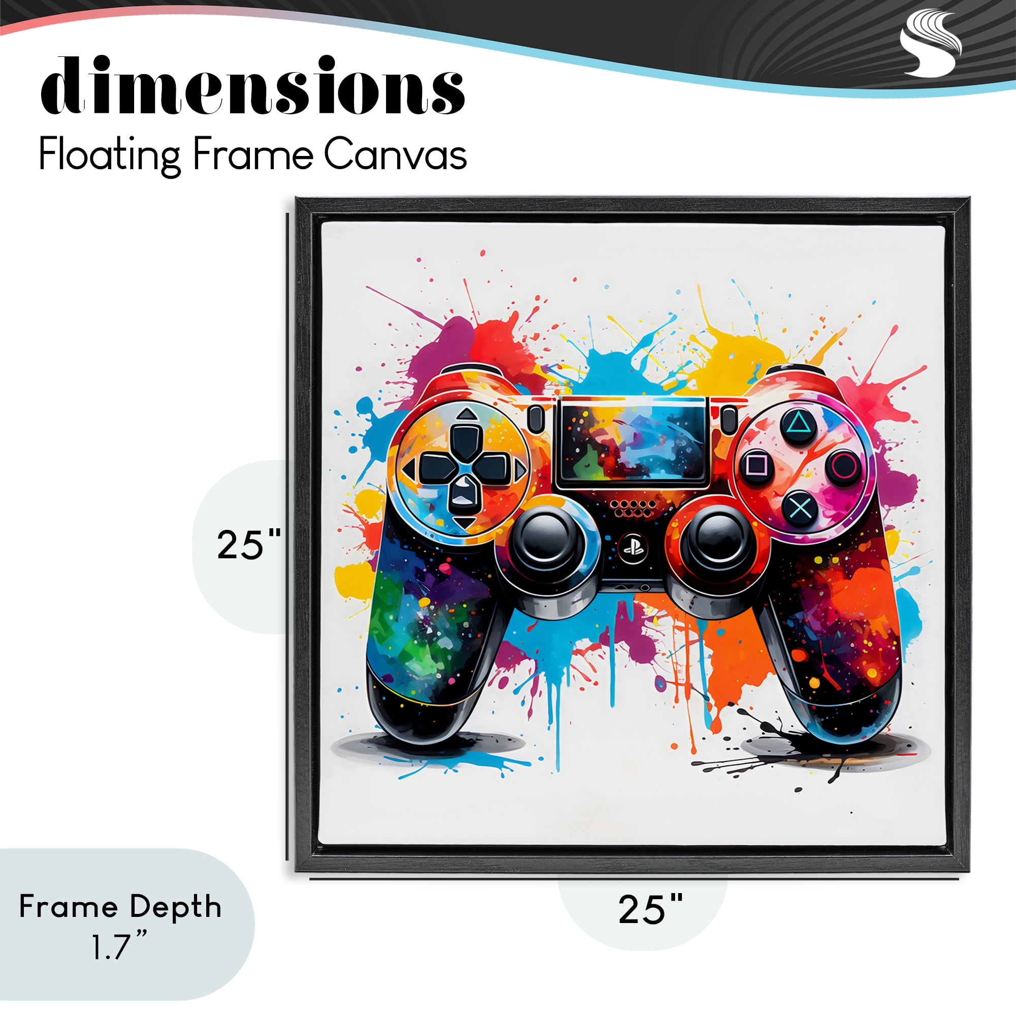 Stupell Industries Playful Bright Game Controller Black Framed Floater Canvas Wall Art, design by Creative Studio