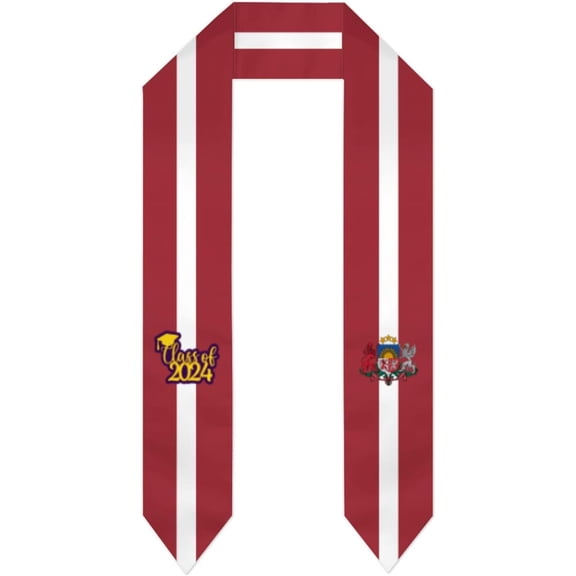 Class of 2024 Latvia Flag Graduation Stoles Shawl Sash Scraf For Study Aboard International Students Graduation's Day