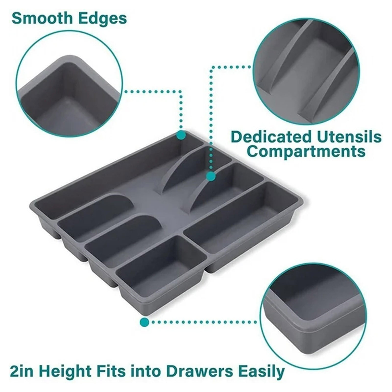 YWIYIUD 4PC Silicone Silverware Drawer Organizer, NonSlip Utensil Holder for Kitchen, Silverware Holder Utensil Organizer Cutlery Organizer Tray Flatware Kitchen Utensil Storage 10x12inch