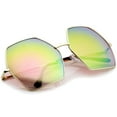 thumbnail image 5 of zeroUV Female Geometric Metal Frame Colored Mirror Lens Hexagonal Oversize Sunglasses 66mm (Gold / Pink-Green Mirror) - 66mm, 5 of 5