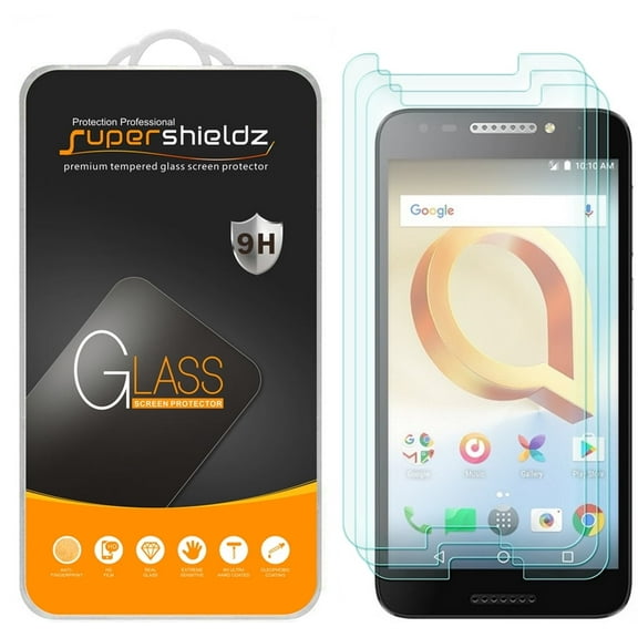 [3-Pack] Supershieldz for Alcatel "A30 Plus" Tempered Glass Screen Protector, Anti-Scratch, Anti-Fingerprint, Bubble Free