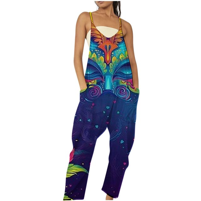 Styesk Pantalons pour Femmes Combinaisons Sans Manches Amples en Lin Jambes Larges