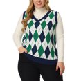 thumbnail image 1 of GRACE & GRANDEUR Suéter sin mangas de punto con cuello en V para mujeres de talla grande 4X verde, 1 of 6
