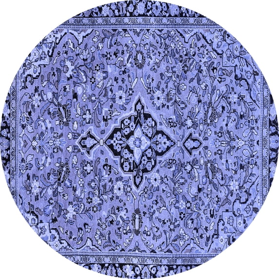 Ahgly Company Indoor Round Abstract Blue Modern Area Rugs, 8' Round