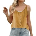 thumbnail image 2 of Yellow Womens Blouses Cotton Linen Camisole Tops for Women Spaghetti Strap Loose Fit Tank Top Summer 2025 Casual Sleeveless Shirts Ladies Tops and Blouses, 2 of 4