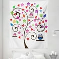 thumbnail image 1 of Cartoon Tapestry, Spring Tree with Curly Branches Colorful Fresh Blossoms Owls Swinging, Fabric Wall Hanging Decor for Bedroom Living Room Dorm, 5 Sizes, Black Multicolor, by Ambesonne, 1 of 1