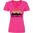 thumbnail image 3 of Inktastic Fort Worth Texas Skyline Retro Women's V-Neck T-Shirt, 3 of 5