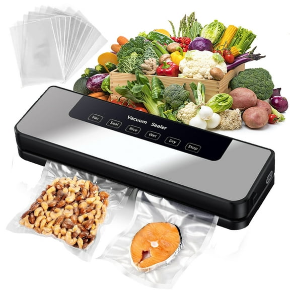 KIBVOE Food Sealer Vacuum 5-In-1 Sealer Machine 80KPA with 10pcs Food Vacuum Sealer Bags Food Saver Sealer | Moist & Dry Mode  | NTC Overheat Protect | Easy to Clean