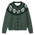 thumbnail image 5 of HAYIMI Womens Halloween Skull Button‑Front Knit Cardigan Long Sleeve Geometric Loose Cozy Fall Holiday Sweater, 5 of 5