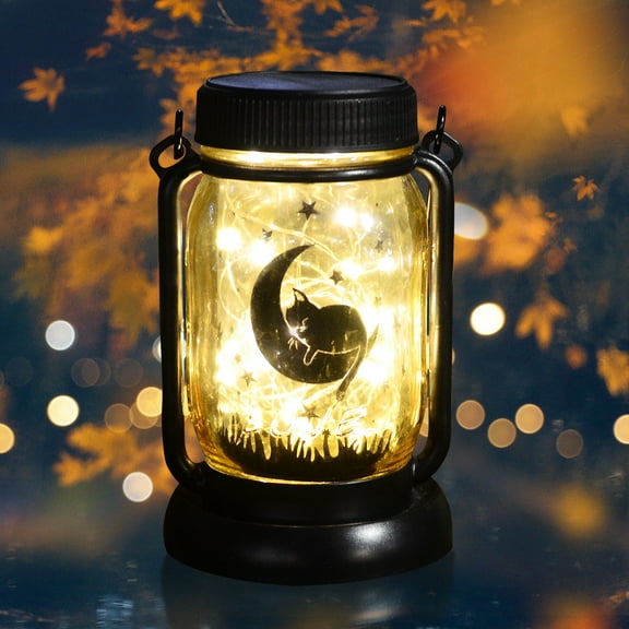 kyoryuger Cat Solar Lanterns Moon Cats Gifts for Women Mom Grandma Unique Teen Girl Gifts for Cat Lovers Cat Memory Lantern with Stake for Yard Lawn Patio Bedroom Kitty Decoration