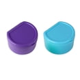thumbnail image 1 of Lamoutor 2Pcs Denture Bath Case with Lid and Basket False Teeth Storage Case Box Retainer Cleaning Box（(Random Color) - purple and light blue, 1 of 6