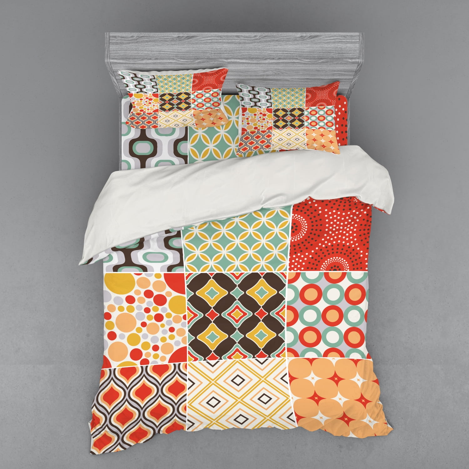 Queen Size Multicolor Geometric Pattern Duvet Cover Set