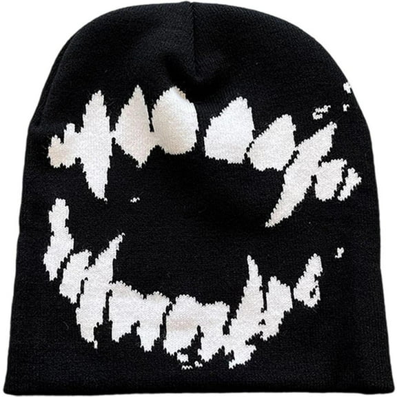 Jiibva Fashion Beanie Knitted Hat Gothic Y2k Knitted Caps Unisex Winter Skull Cap Harajuku Vintage Warm Hat Streetwear