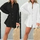 thumbnail image 5 of Barcelona Breeze Conjunto de vestido mameluco, verano sexy casual camisa suelta tops+pantalones cortos para mujer 2 piezas, 5 of 5