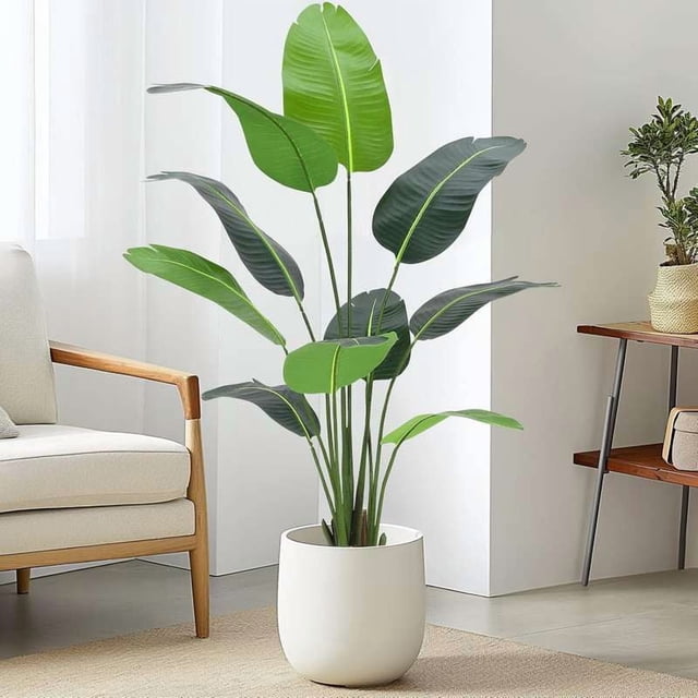 Qinaqin 5ft(2pcs)-B Verde Bird de Paradise Tropical Artificial Plant para Indoor Hogar Living Sala y Oficina Profundidadcoration
