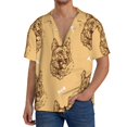 thumbnail image 3 of Honeii 's German Shepherd Dog for men's short-sleeved button-up collared shirt featuring a pocket, perfect for beach vacations, and travel adventures., 3 of 5