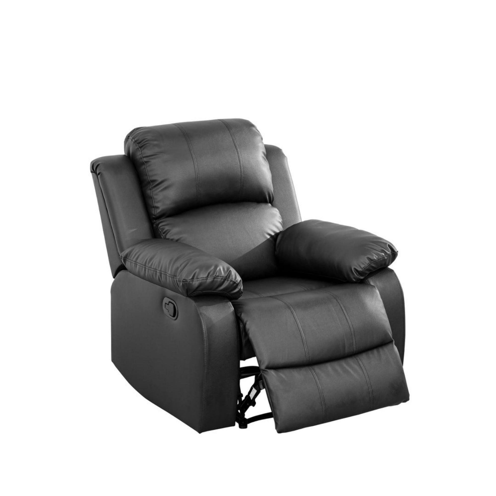 BSHTI PU Manual Recliner Chair – Single Sofa Recliner with Adjustable Backrest, High-Density Foam, Hardwood Frame, Comfort Lazy Chair for Living Room, Bedroom, Black
