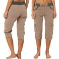 thumbnail image 2 of Erwazi Women's Jogger Cargo Capris Solid High Waisted Drawstring 3/4 Length Pants with Pockets, 2 of 5