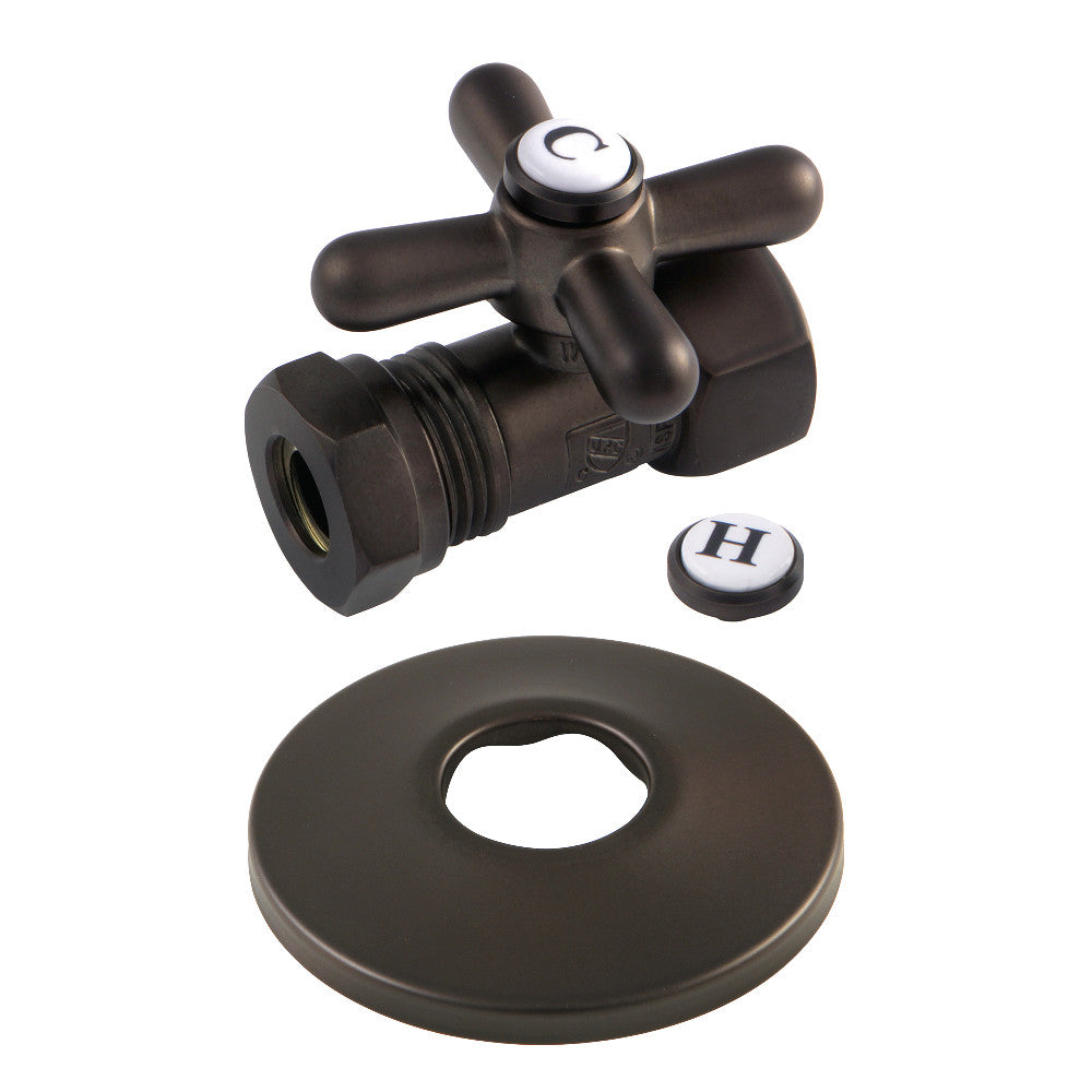 Kingston Brass CC44151XK 1/2" FIP x 1/2" or 7/16" Slip Joint Quarter-Turn Straight Stop Valve with Flange, Polished Chrome