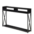 thumbnail image 1 of Pemberly Row Table Console de Luxe Transitionnel à Deux Niveaux, Fini Bois Noir, 1 of 5