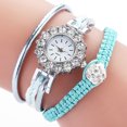 thumbnail image 2 of Reloj de pulsera tejido con diamantes de imitación de cuarzo y correa de cuero de PU para mujer a la moda (menta), 2 of 3