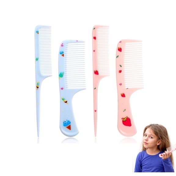 Durable Cute Hair Comb Set,4 Pack Reusable Detangling Hairdressing Styling Combs Hair Combs Gift For Wet Dry,QZS Plastic Mini Hair Combs for Men and Women