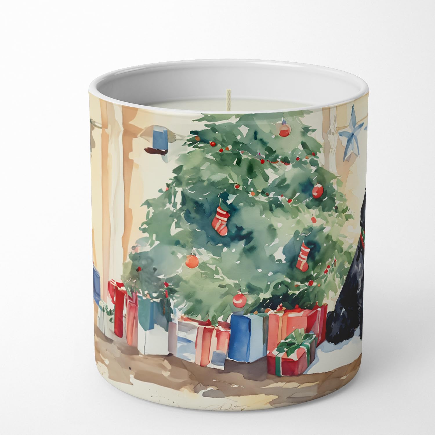 Airedale Terrier Cozy Christmas Decorative Soy Candle 3.25 in x 3.75 in