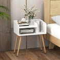 thumbnail image 2 of Costway Mid Century Modern End Table with Open Shelves Metal Support Legs for Bedroom White, 2 of 10