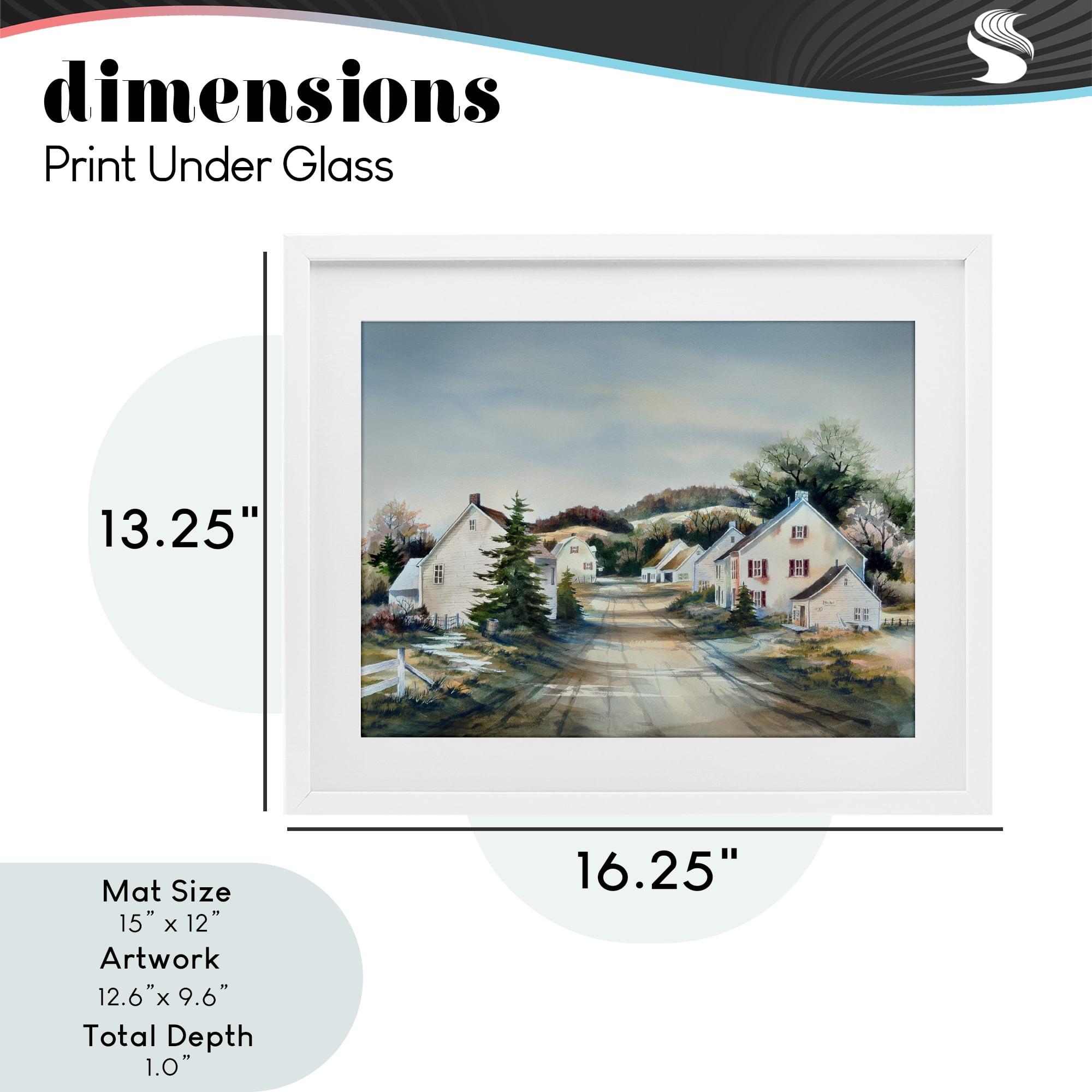 Stupell Industries Tranquil Village Road & Houses White Framed Print Under Glass, design by Owen Wexler