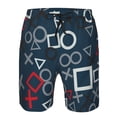 thumbnail image 4 of Naloa Navy Blue Geometric Men's Beach Shorts, Surfing shorts, Swim trunks, Quick Dry Swim Trunks for Surfing Beach Fun - XX-Large, 4 of 9