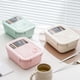 thumbnail image 1 of Caja de fiambrera Bento de 3 compartimentos de 1200 ml para adultos - Impermeable, para microondas y apta para lavavajillas, recipiente de comida resistente al calor y al frío (beige, verde, rosa), 1 of 8