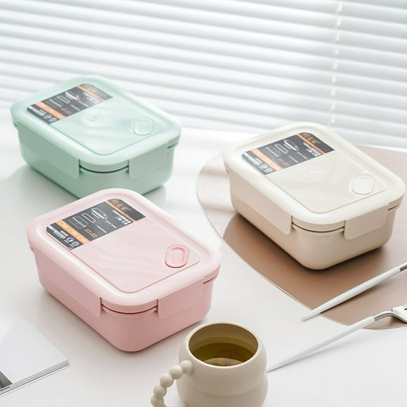Fiudx Bento Box para Adultos, 1200 Ml, Diseño de 3 Compartimentos, Hermético y Apto para Microondas, Fácil de Transportar para La Oficina, La Escuela y El Exterior, Beige, Verde y Rosa, 20 X 15 X 8 C