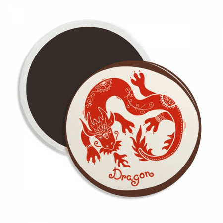 

Year Of Dragon Animal China Zodiac Red Round Ceracs Fridge Magnet Keepsake Decoration