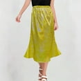 thumbnail image 3 of ZQUUVOU Kids Laser Sparkle Midi Skirt Solid Color Long Pleated Evening Flowy Ruffled Tiered Fishtail Skirts Gold, 3 of 4