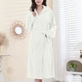 thumbnail image 2 of Nfurl Bathrobes for Women with Pockets Maxi Length Long Sleeve Fluffy Robes Soft Sleepwear Comfy Terry Cloth Spa Robe Ladies Bathrobe White Free Size, 2 of 4