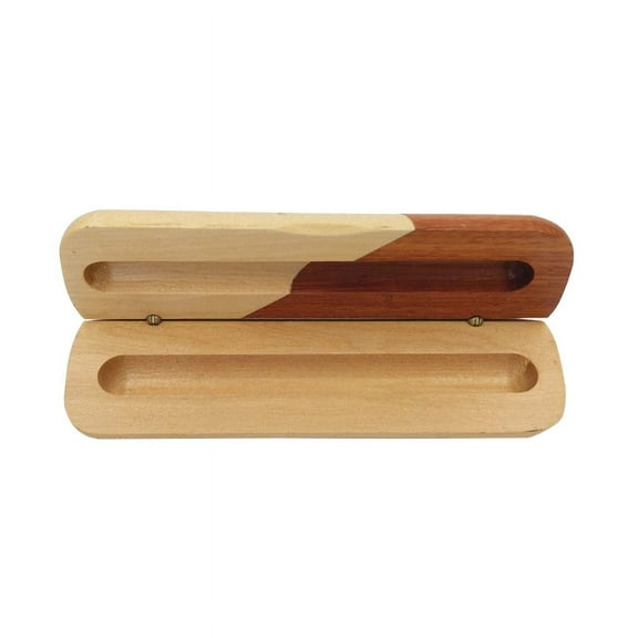 Wooden Pen Box with Lid Pencil Case Holder Single Pen Display Holder for Adult