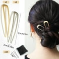 thumbnail image 2 of 6 PCS Metal Shaped Hairpins Hair Stick Fork Sticks French Hair Pin 2 Prong Updo Chignon Pins for Women Girls Buns Hair Accessories (Gold + Silver + Black), 2 of 5