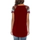 thumbnail image 5 of Guardurnaity Camiseta de mujer de manga corta a rayas con cuello Prendas para la parte del cuerpo Vino rojo M, 5 of 5