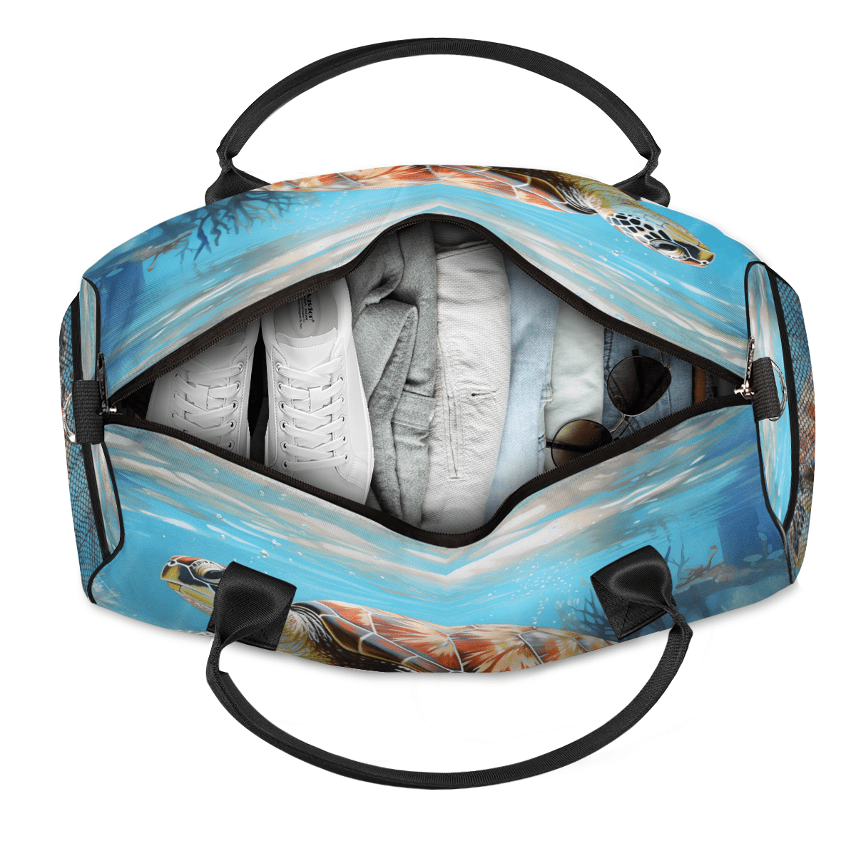 Herdesigns Ocean Sea Turtle Gym Duffle Bag for Men Women, Travel Sports Bag Waterproof Lightweight Weekend Carry On Tote