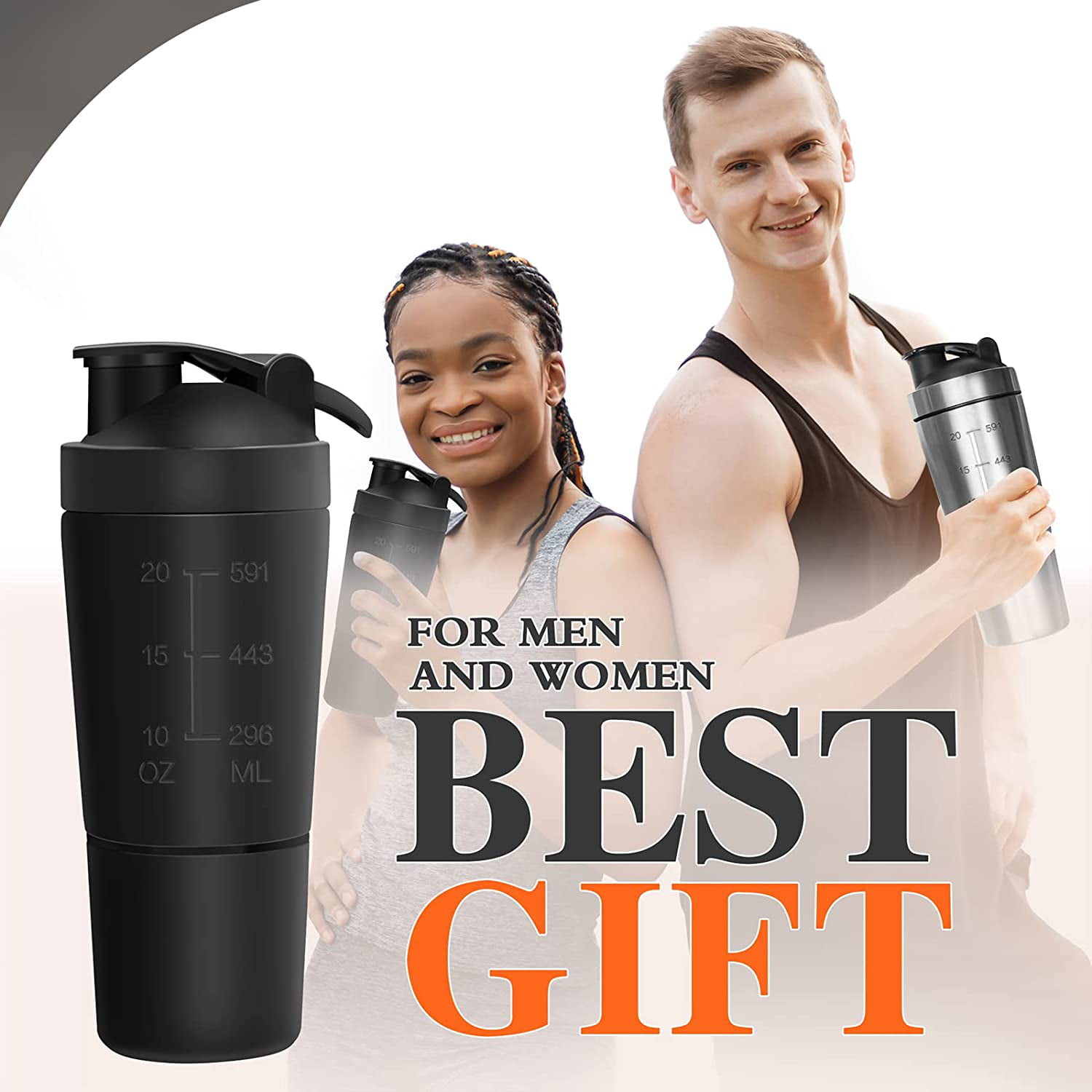 720ml Protein Powder Shaker Bottle Men Women Fitness Sports Water