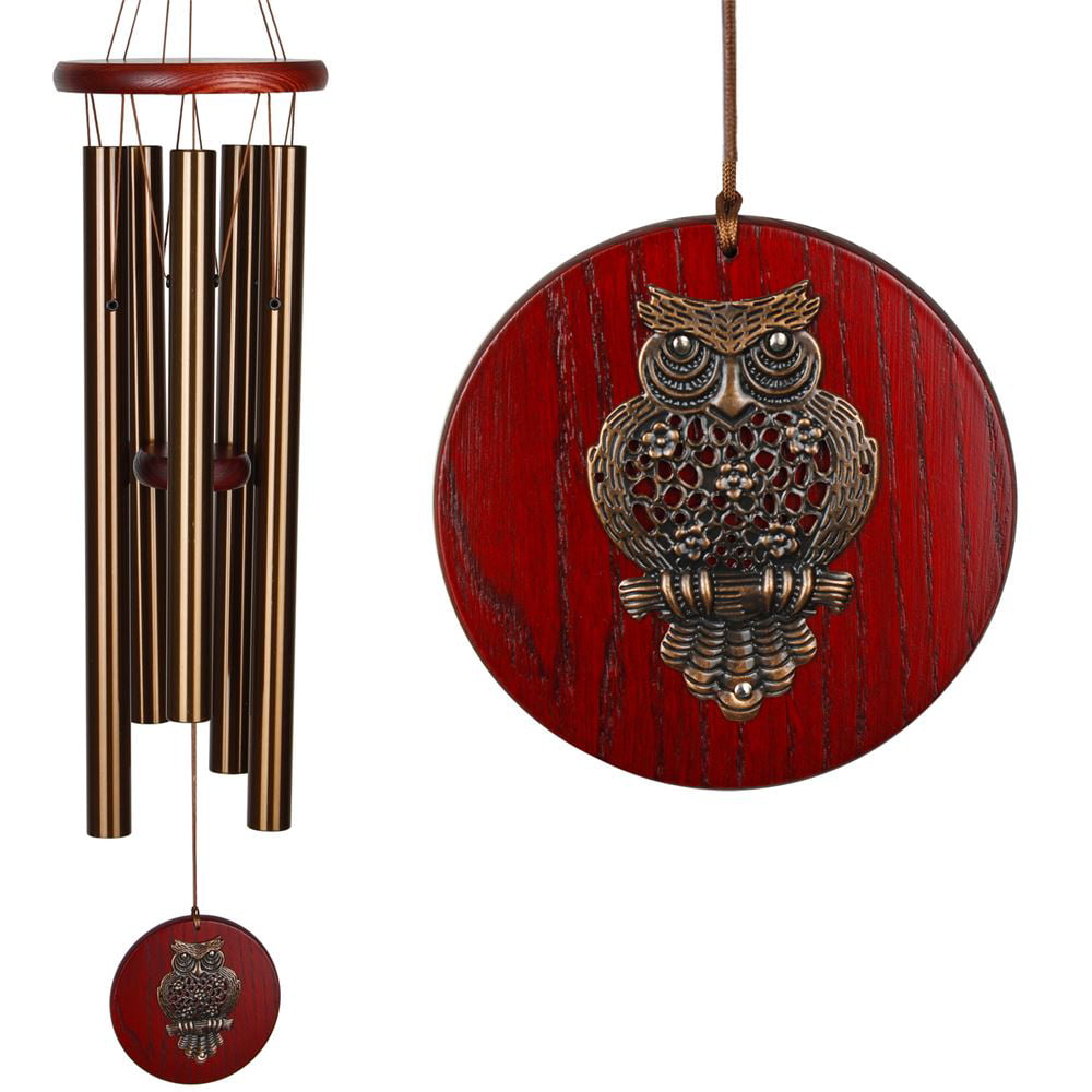 Habitats Collect Owl Wind Chimes Bell Handmade Gift Hanging Decor red bronze 