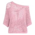 thumbnail image 5 of RongHuan Womens Summer Tops Scoop Neck Short Sleeve Sweater Casual Crochet Hollow Out Knit Pullover Shirts Beach Coverup, 5 of 7