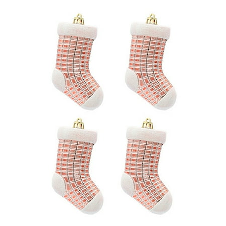 

dianhelloya 4 Pcs/Set Christmas Stocking Smooth Surface Contrast Colors Reusable Festive Lightweight Decorative Electroplated with Rope Christmas Tree Pendant for Christmas