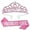 Pink, variant on Sparklane Pink Birthday Crown and Sash Set, Women's Princess Birthday Accessory, One Size, Female, Girls