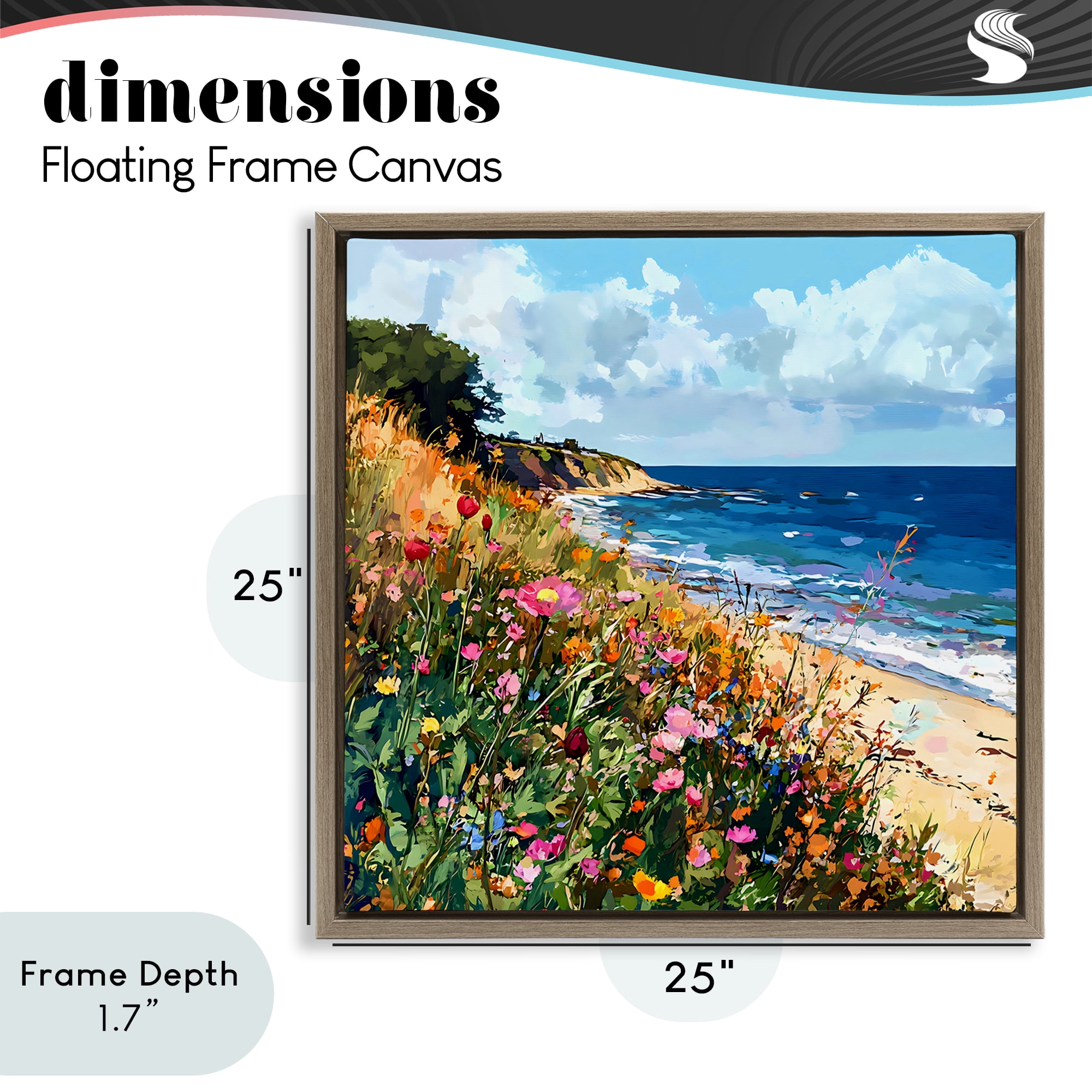 Stupell Industries Enchanted Oceanside Meadow Brown Framed Floater Canvas Wall Art, design by Creative Studio