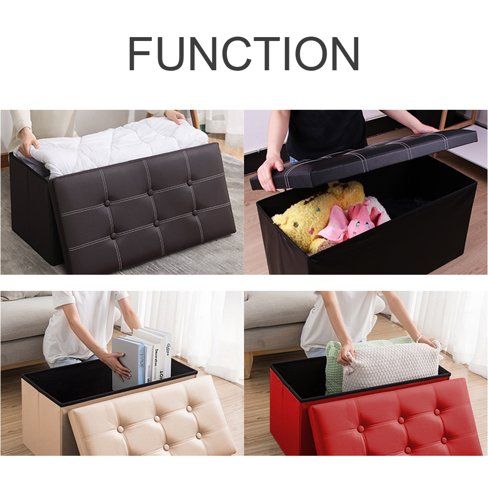 WEPSEN Folding Storage Ottoman Bench, Brown Leather photo 8